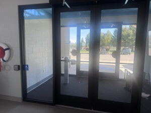 New doors to Aquatic Center interior.